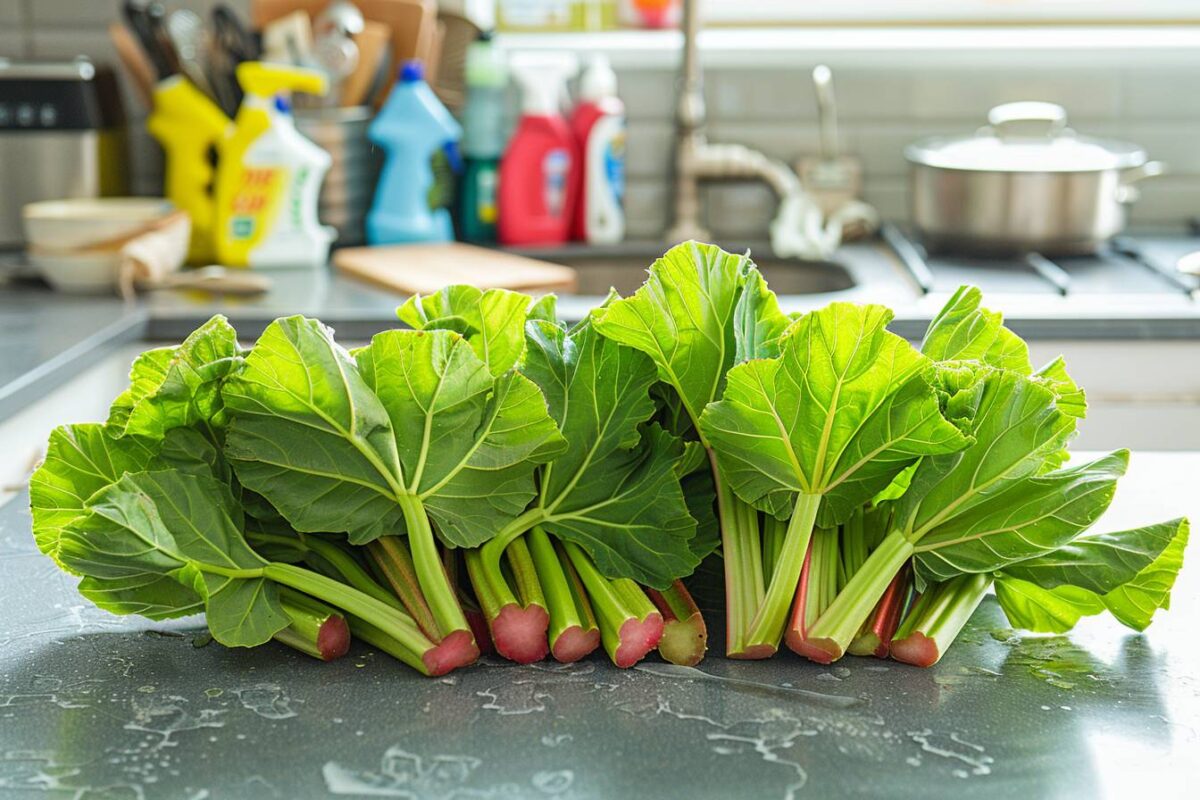 Découvrez comment transformer les feuilles de rhubarbe en alliés du ménage et dire adieu au calcaire et aux casseroles noircies