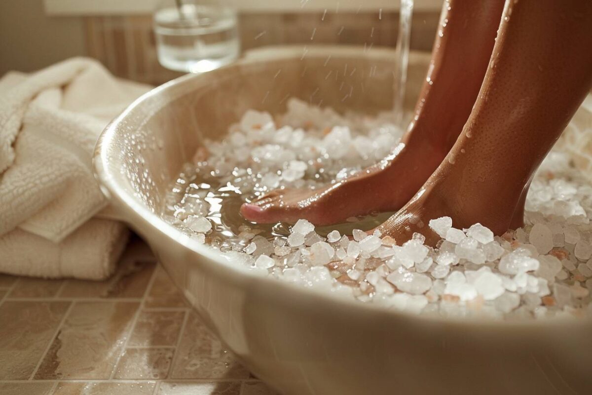 Découvrez comment un simple bain de pieds au sel peut revigorer vos pieds fatigués