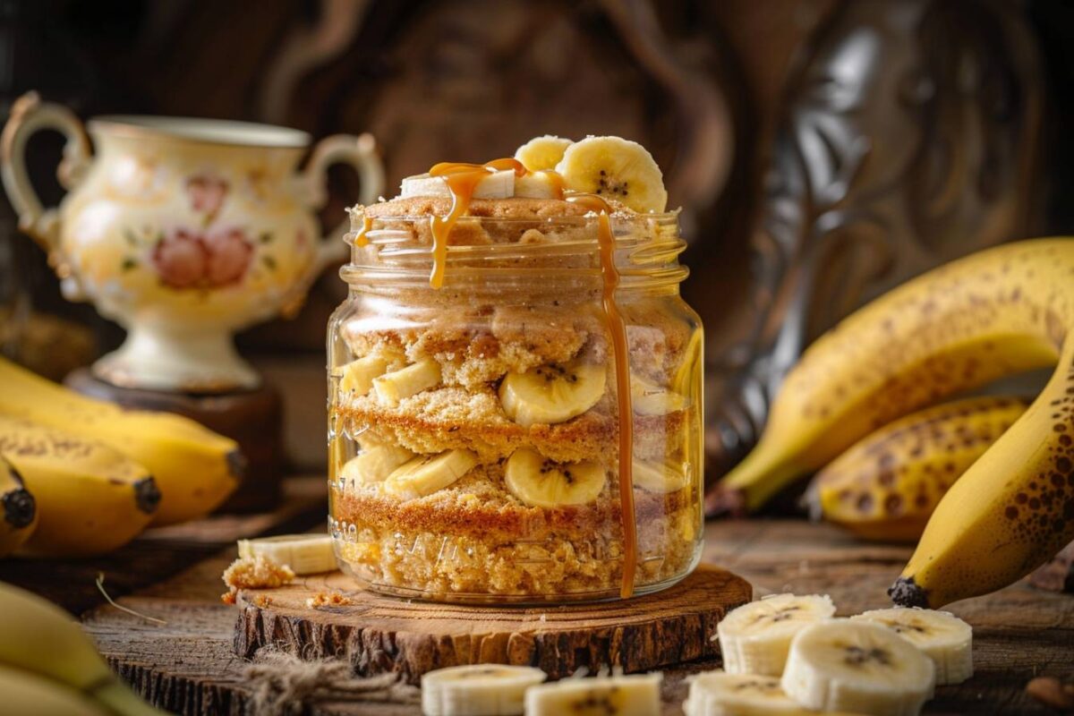 Transformez votre goûter en un moment magique avec cette recette de cake aux bananes cuit dans un bocal